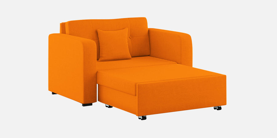 Rocky Fabric 2 Seater Pull Out Sofa Cum Bed In Vivid Orange Colour With Storage - Febonic Living