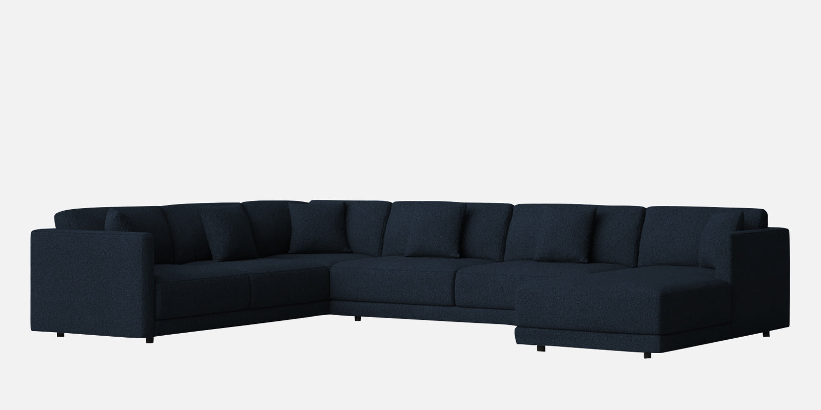 Carlin Fabric LHS 8 Seater Sectional Sofa In Denim Blue Colour