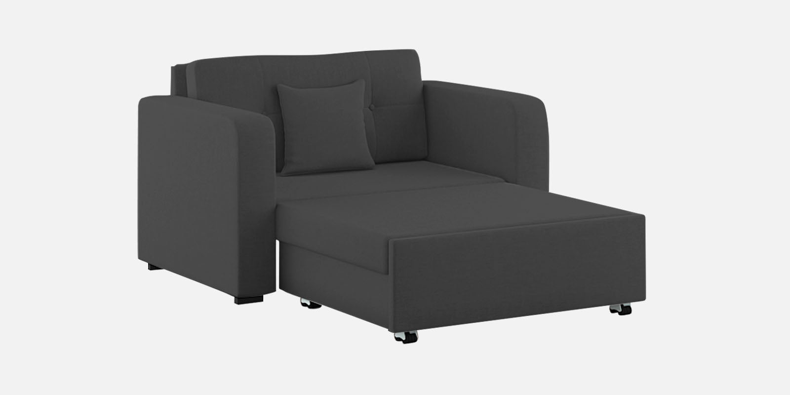 Rocky Fabric 2 Seater Pull Out Sofa Cum Bed In Charcoal Grey Colour With Storage