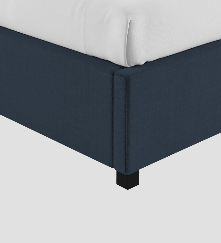 Isko Fabric Upholstered Single Size Bed In Denim Blue Colour With Box Storage - Febonic Living
