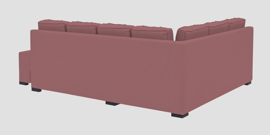 Corby Velvet Lhs 6 Seater Convertible Sofa Cum Bed In Rose Pink Colour - Febonic Living