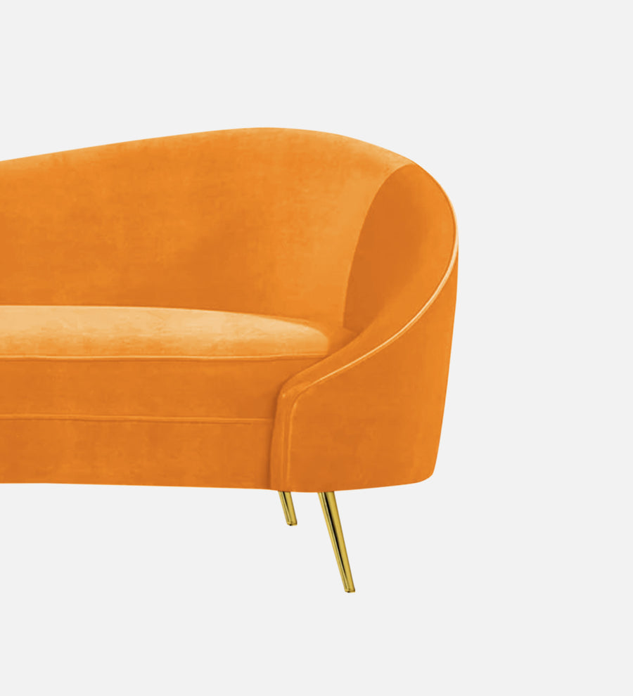 Cely Velvet Lhs Chaise Lounger In Tangerine Orange Colour - Febonic Living