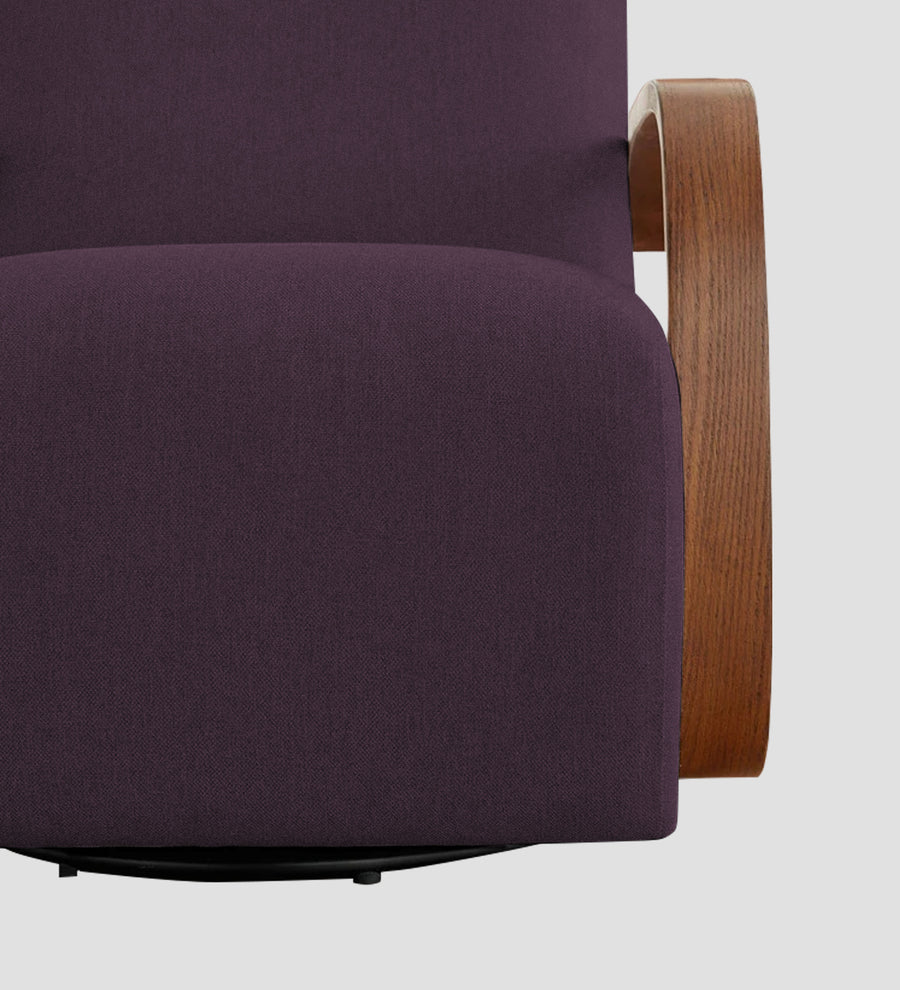 Balma Fabric Swivel Chair In Greek Purple Colour - Febonic Living