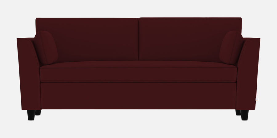 Bristo Velvet 3 Seater Sofa In Blood Maroon Colour With Storage - Febonic Living