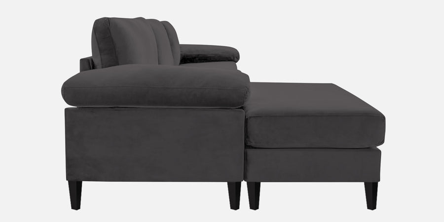 Vegas Velvet Rhs Sectional Sofa 3 Lounger In Davy Grey Colour - Febonic Living