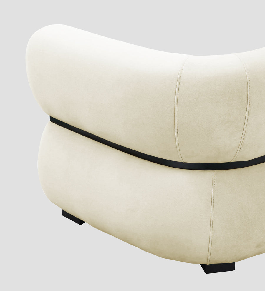 Kula Velvet 1 Seater Sofa In Warm White Colour - Febonic Living