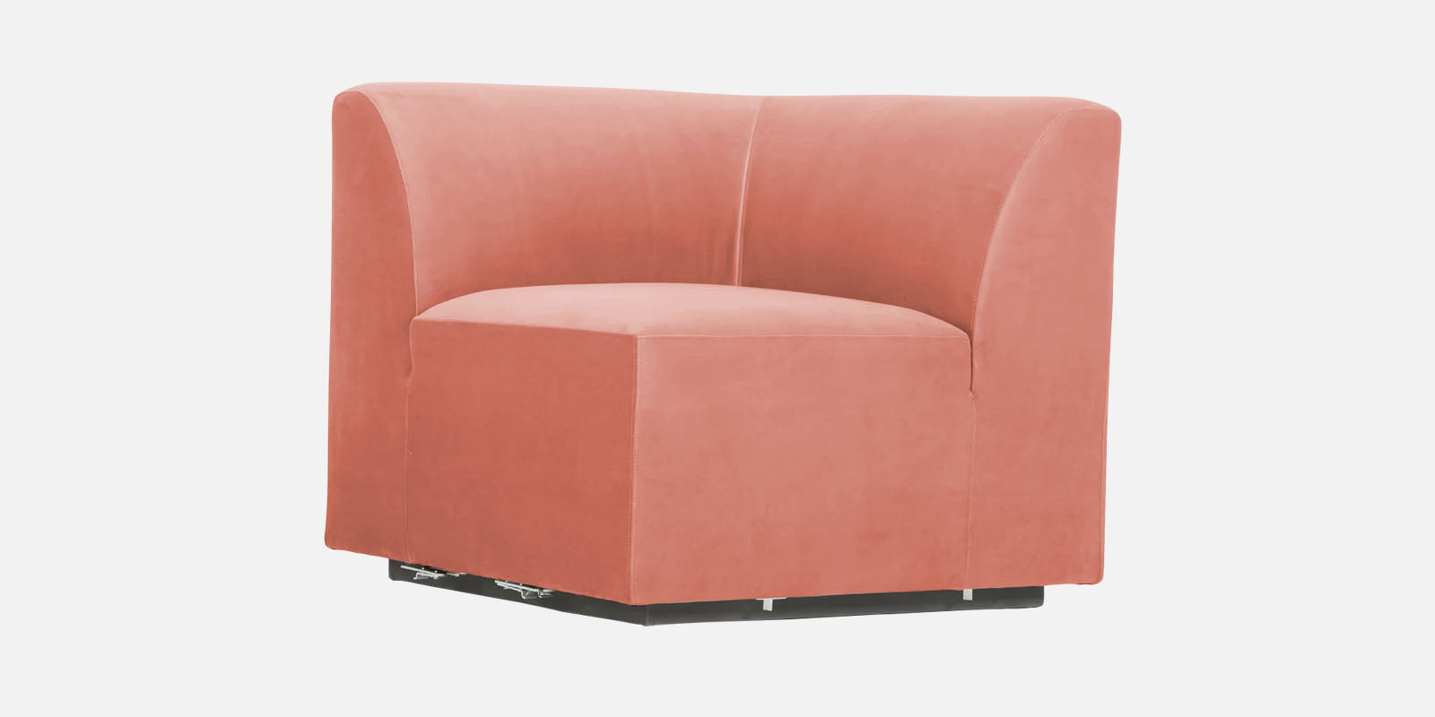 Bufa Velvet LHS Sectional Sofa In Blush Pink Colour With Ottoman