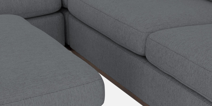 Freedom Velvet 6 Seater Rhs Corner Sofa In Pubble Grey Colour With Ottoman - Febonic Living