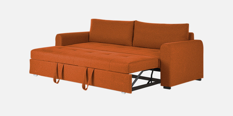 Sigma Fabric 3 Seater Pull Out Sofa Cum Bed In Vivid Orange Colour - Febonic Living