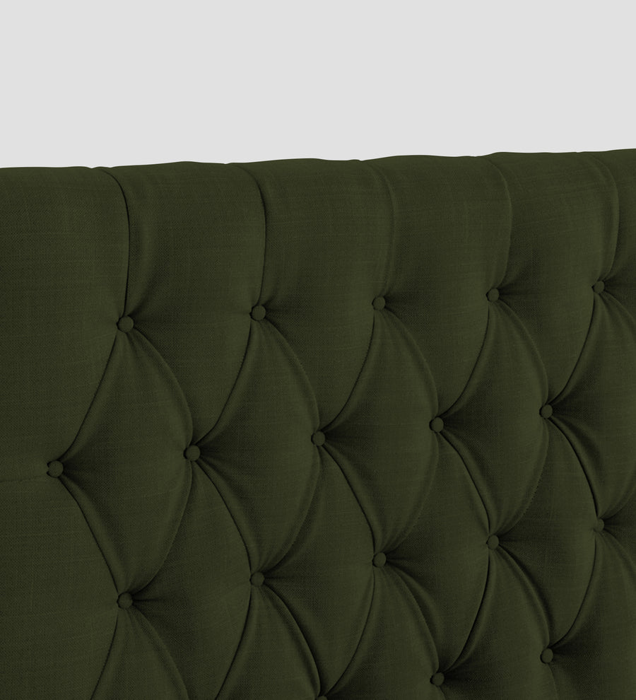 Isko Fabric Upholstered Single Size Bed In Olive Green Colour With Box Storage - Febonic Living