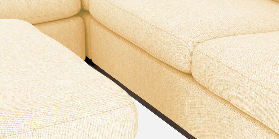Freedom Velvet 6 Seater Rhs Corner Sofa In Sandy Beige Colour With Ottoman - Febonic Living