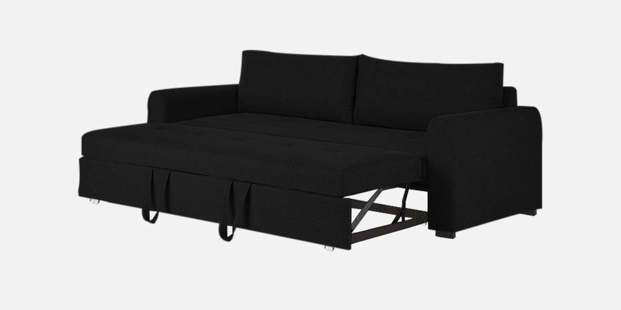 Sigma Fabric 3 Seater Pull Out Sofa Cum Bed In Zed Black Colour - Febonic Living