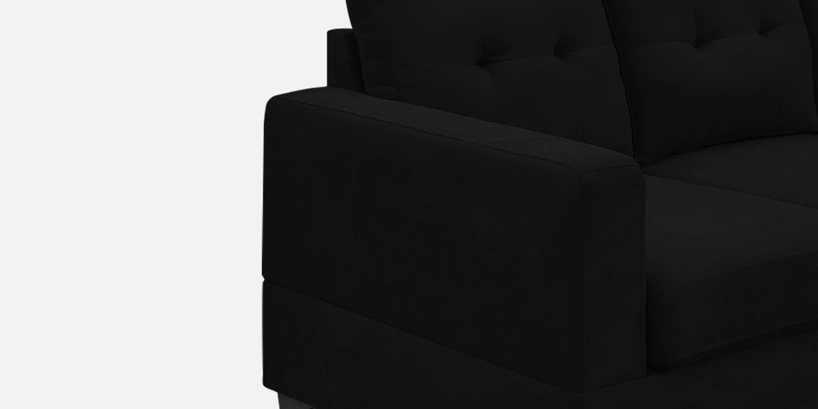 Thomas Fabric LHS Sectional Sofa (3+Lounger) in Zed Black Colour