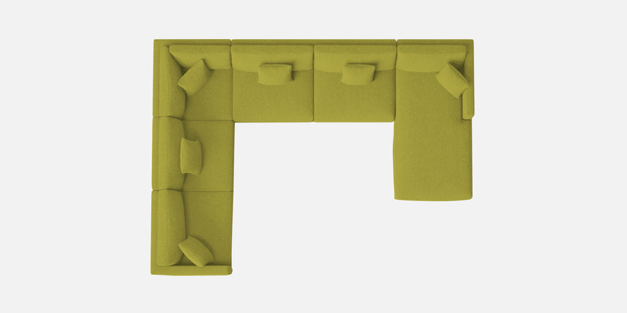 Carlin Fabric Lhs 8 Seater Sectional Sofa In Parrot Green Colour - Febonic Living