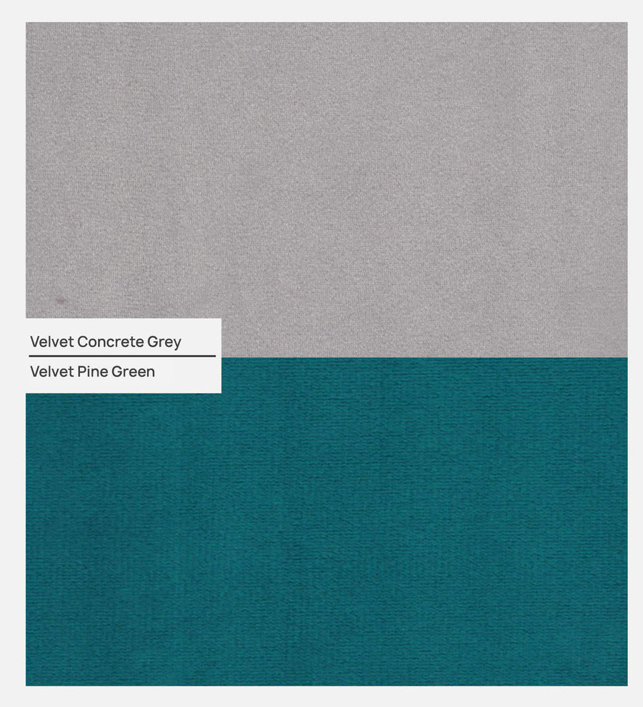 Jordan Velvet 1 Seater Sofa In Pine Green And Concreate Grey Colour - Febonic Living