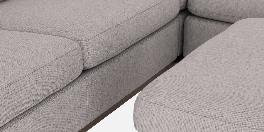 Freedom Velvet 6 Seater Lhs Corner Sofa In Pearl Grey Colour With Ottoman - Febonic Living
