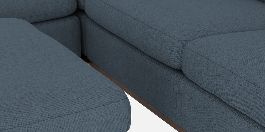 Freedom Velvet 6 Seater Rhs Corner Sofa In Oxford Blue Colour With Ottoman - Febonic Living