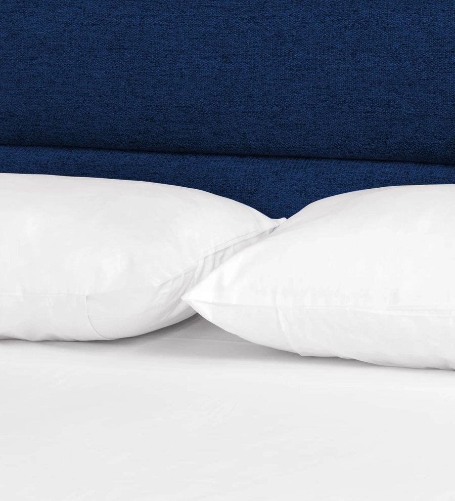 Pollen Fabric Upholstered Queen Size Bed In Royal Blue Colour - Febonic Living