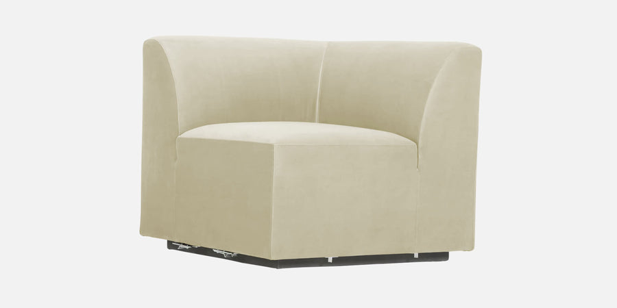 Bufa Velvet Lhs Sectional Sofa In Warm White Colour With Ottoman - Febonic Living