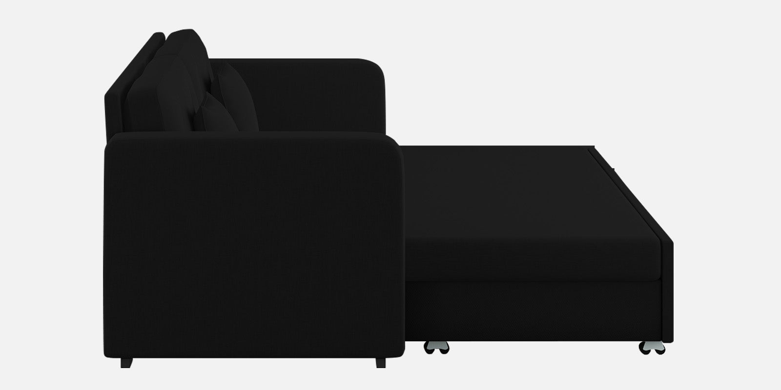 Rocky Fabric 3 Seater Pull Out Sofa Cum Bed In Zed Black Colour With Storage