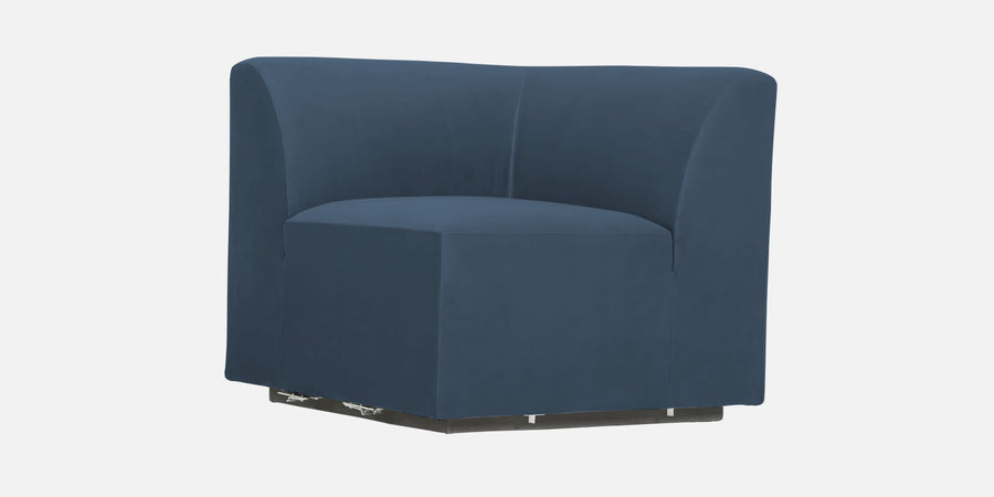 Bufa Velvet Lhs Sectional Sofa In Oxford Blue Colour With Ottoman - Febonic Living