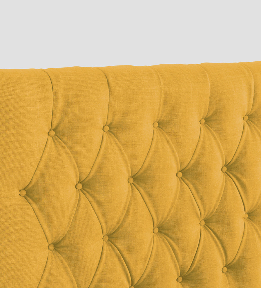 Isko Fabric Upholstered Single Size Bed In Bold Yellow Colour With Box Storage - Febonic Living