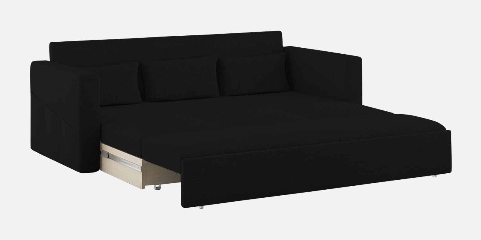 River Fabric 3 Seater Pull Out Sofa Cum Bed In Zed Black Colour