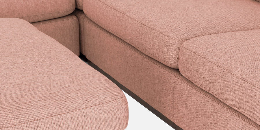 Freedom Velvet 6 Seater Rhs Corner Sofa In Blush Pink Colour With Ottoman - Febonic Living