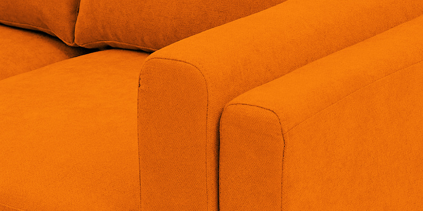 Creata Fabric LHS Sectional Sofa (3+Lounger) in Vivid Orange Colour by Febonic