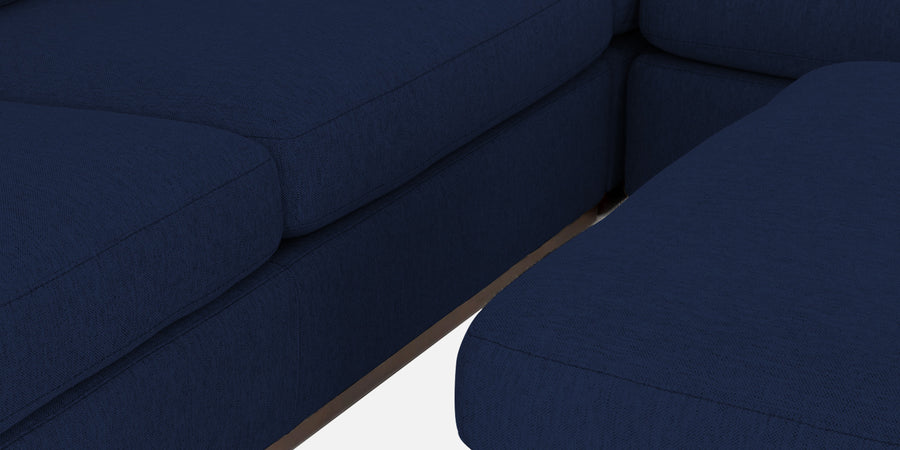 Freedom Velvet 6 Seater Lhs Corner Sofa In Indigo Blue Colour With Ottoman - Febonic Living