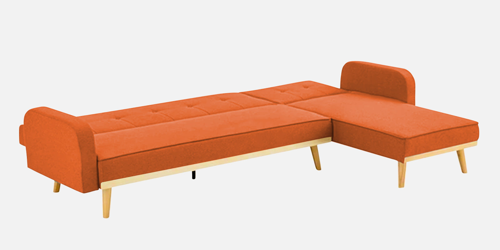 Zuno Fabric RHS Sectional + Sofa Cum Bed In Vivid Orange Colour