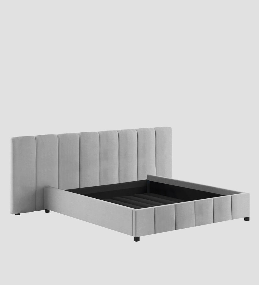 Nora Fabric Upholstered King Size Bed In Lit Grey Colour With Box Storage - Febonic Living