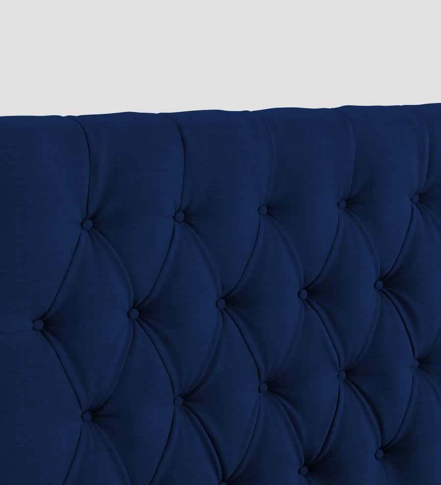 Isko Fabric Upholstered Single Size Bed In Royal Blue Colour With Box Storage - Febonic Living
