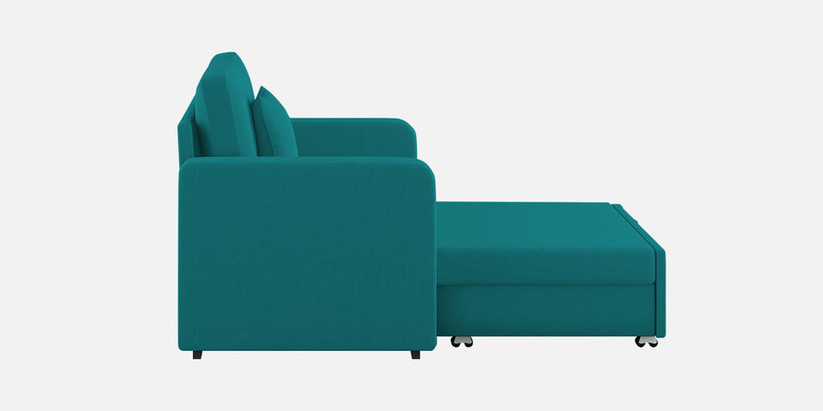 Rocky Fabric 2 Seater Pull Out Sofa Cum Bed In Sea Green Colour With Storage - Febonic Living