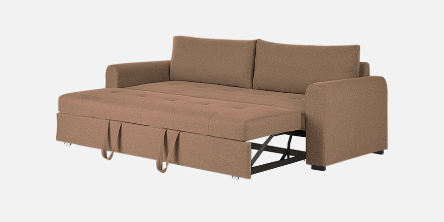 Sigma Fabric 3 Seater Pull Out Sofa Cum Bed In Cosmic Beige Colour - Febonic Living