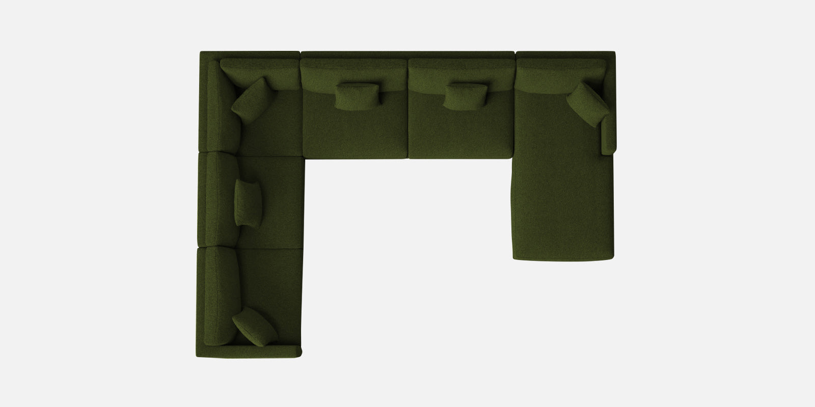 Carlin Fabric LHS 8 Seater Sectional Sofa In Olive Green Colour