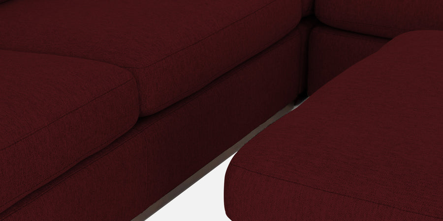 Freedom Velvet 6 Seater Lhs Corner Sofa In Dark Maroon Colour With Ottoman - Febonic Living