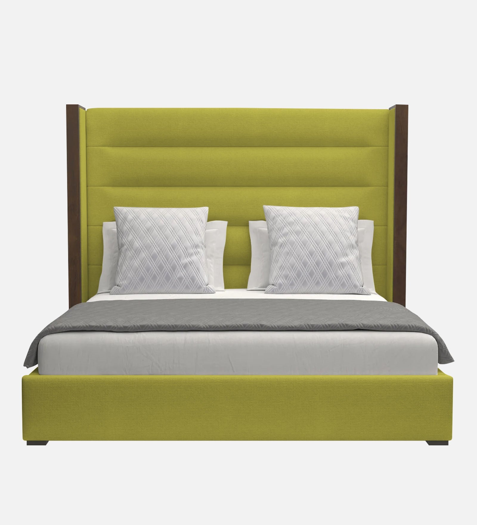 Sunny Fabric Queen Size Bed In Parrot Green Colour