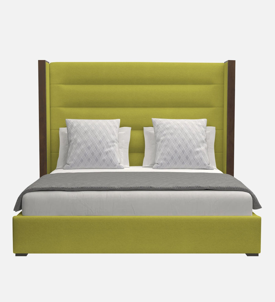 Sunny Fabric Upholstered Queen Size Bed In Parrot Green Colour - Febonic Living