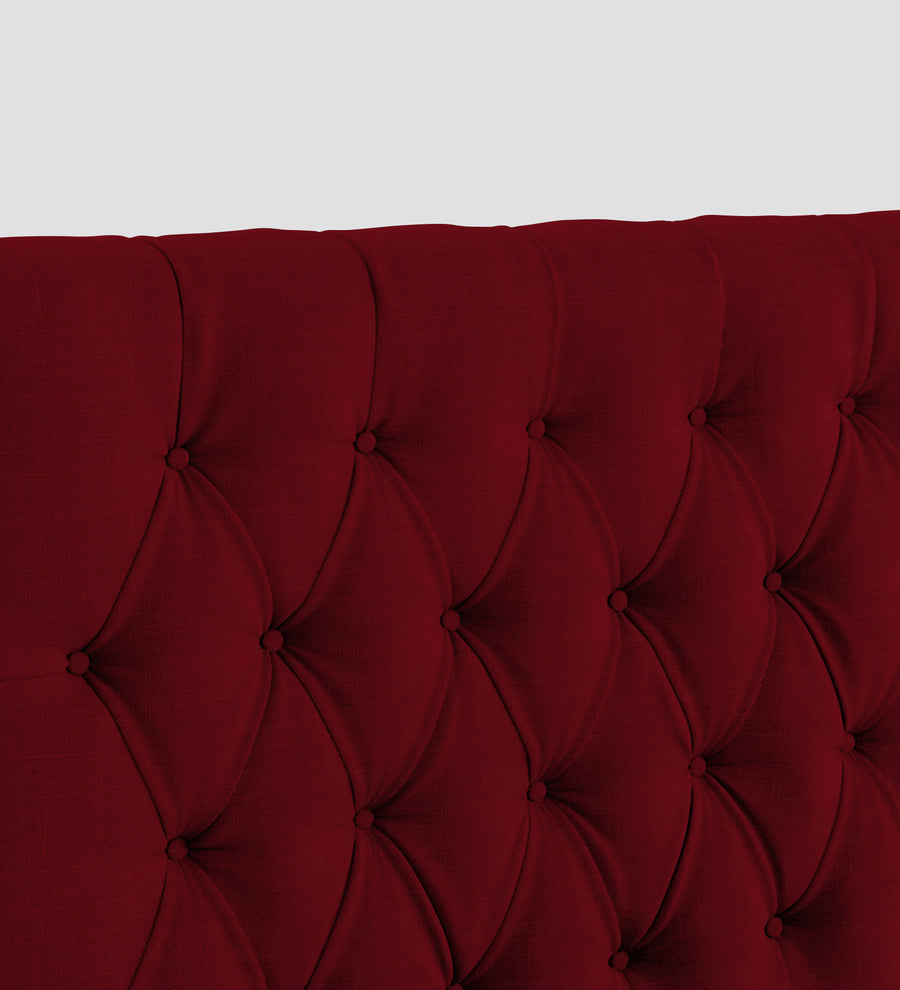 Isko Fabric Upholstered Single Size Bed In Ruby Red Colour With Box Storage - Febonic Living