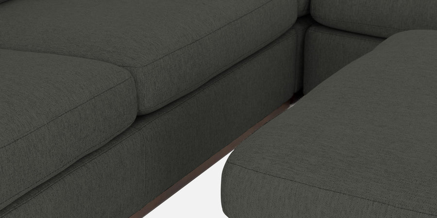 Freedom Velvet 6 Seater Lhs Corner Sofa In Hory Grey Colour With Ottoman - Febonic Living
