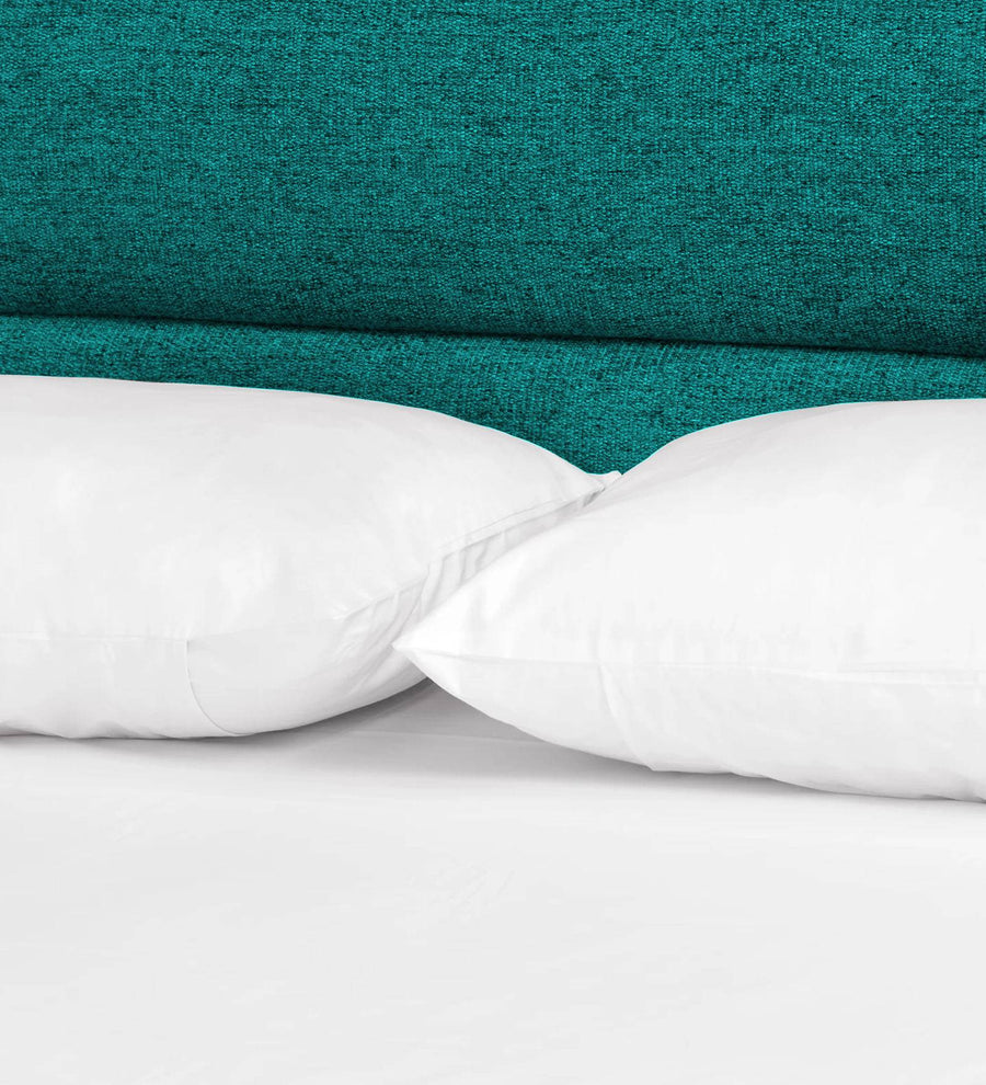 Pollen Fabric Upholstered King Size Bed In Sea Green Colour - Febonic Living
