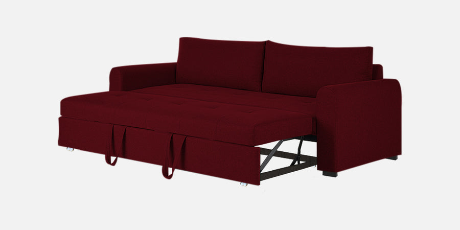 Sigma Fabric 3 Seater Pull Out Sofa Cum Bed In Ruby Red Colour - Febonic Living