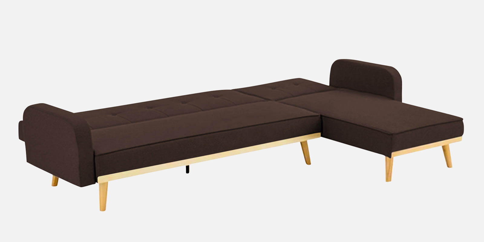 Zuno Fabric RHS Sectional + Sofa Cum Bed In Coffee Brown Colour