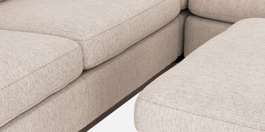 Freedom Velvet 6 Seater Lhs Corner Sofa In Camel Beige Colour With Ottoman - Febonic Living