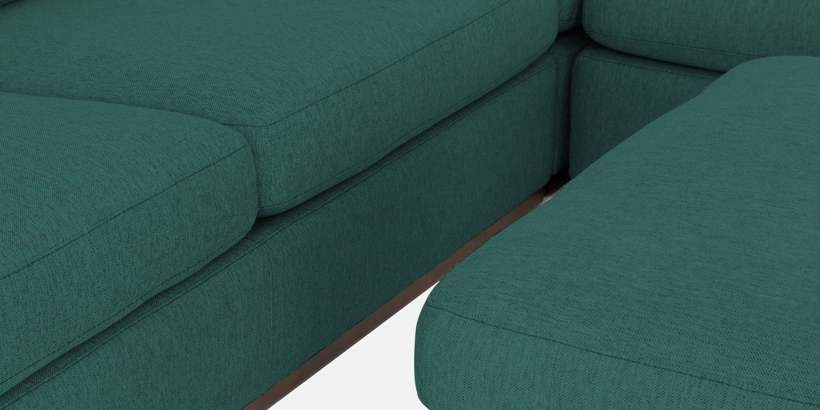 Freedom Velvet 6 Seater LHS Sectional Sofa In Pine Green Colour With Ottoman