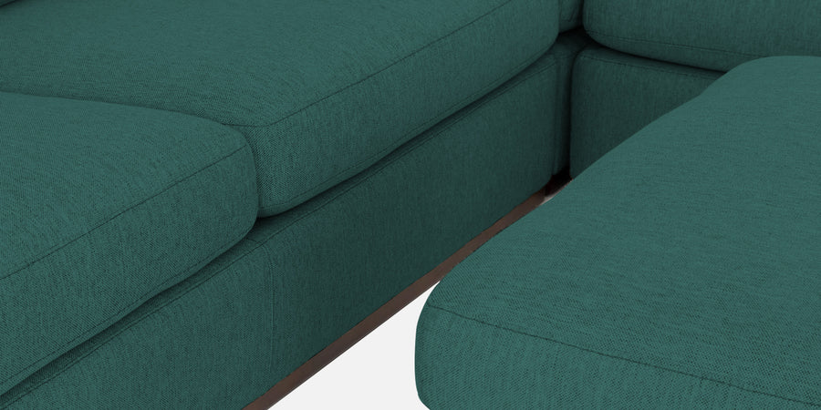 Freedom Velvet 6 Seater Lhs Corner Sofa In Pine Green Colour With Ottoman - Febonic Living