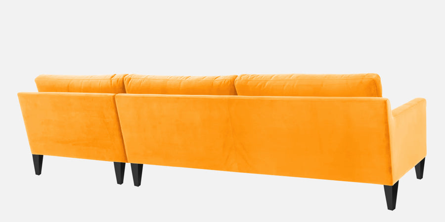 Jones Velvet Lhs Sectional Sofa 3 Lounger In Saffron Yellow Colour - Febonic Living