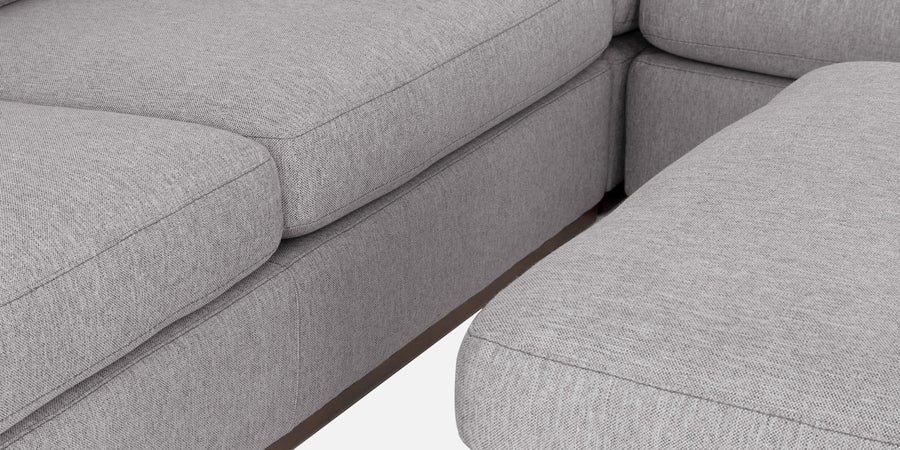 Freedom Velvet 6 Seater Lhs Corner Sofa In Concrete Grey Colour With Ottoman - Febonic Living