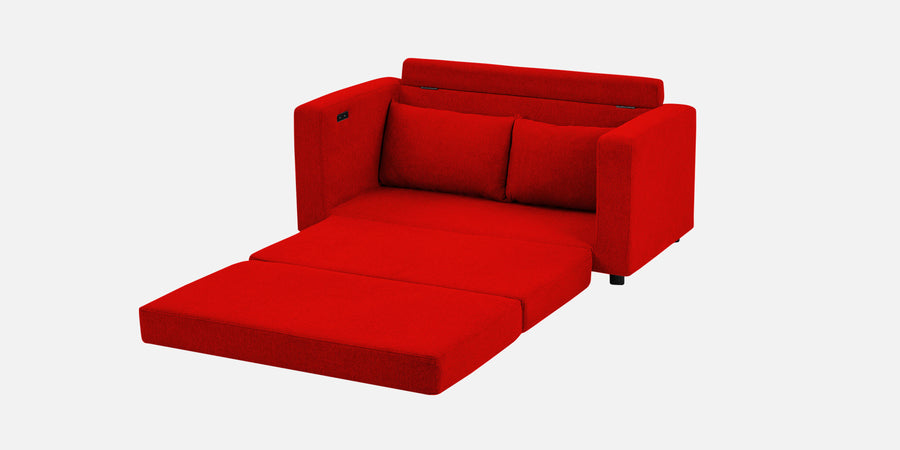 Roman Fabric 3 Seater Foldable Sofa Cum Bed In Ruby Red Colour With Usb Port - Febonic Living